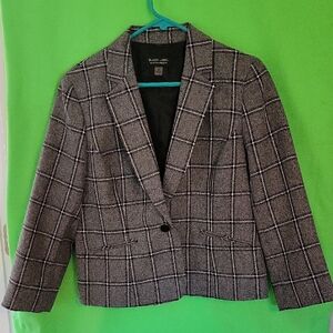 Evan Picone Black Label Charcoal Checkered Women's Blazer
